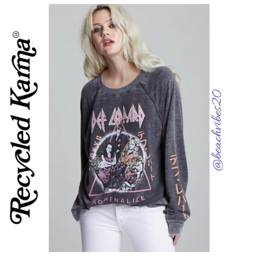 *RECYCLED KARMA Def Leppard ‘93 Adrenalize World Tour Sweatshirt Black XS RK-6 - Picture 3 of 9
